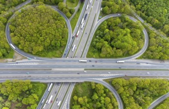 Aerial view, motorway junction Oberhausen, Sterkrader Wald, planned tangent, Alsfeld, Oberhausen,