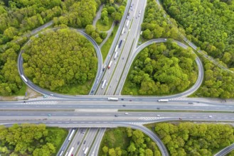 Aerial view, motorway junction Oberhausen, Sterkrader Wald, planned tangent, Alsfeld, Oberhausen,