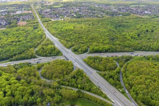 Aerial view, motorway junction Oberhausen, Sterkrader Wald, planned tangent, Alsfeld, Oberhausen,