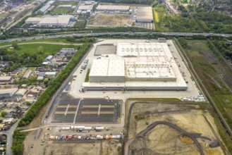 Aerial view, Edeka central warehouse logistics centre, Logport V, LLogport 5, Waldteich, Schwarze