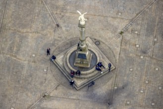 Aerial view, Altmarkt with Victory Column and Angel of Peace in the city centre, Oberhausen, Ruhr