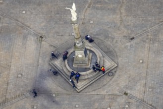 Aerial view, Altmarkt with Victory Column and Angel of Peace in the city centre, Oberhausen, Ruhr
