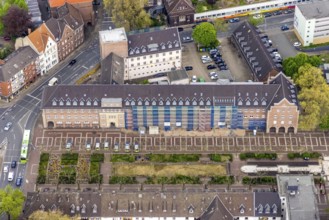 Aerial photo, Friedensplatz Oberhausen, police station Alt-Oberhausen, house facade renovation,