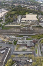 Aerial view, Oberhausen main station, city centre, Oberhausen, Ruhr area, North Rhine-Westphalia,