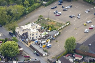 Aerial view, demolition work at Weberstraße, Bero-Zentrum, Oberhausen, Ruhr area, North