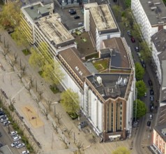 Aerial photograph, Bert-Brecht-Haus, city centre, Oberhausen, Ruhr area, North Rhine-Westphalia,