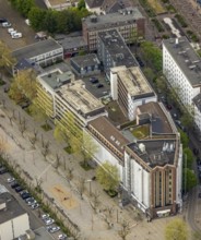 Aerial photograph, Bert-Brecht-Haus, city centre, Oberhausen, Ruhr area, North Rhine-Westphalia,