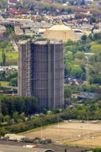 Aerial view, gasometer venue, Borbeck, Oberhausen, Ruhr area, North Rhine-Westphalia, Germany,
