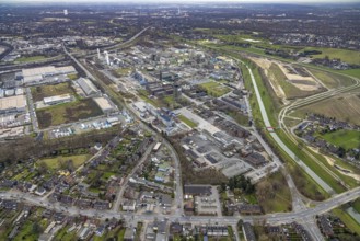 Aerial view, OQ Chemicals Werk Ruhrchemie, formerly OXEA, chemical plant, Holten, Oberhausen, Ruhr