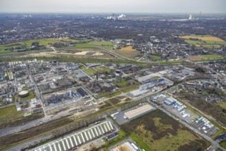 Aerial view, OQ Chemicals Werk Ruhrchemie, formerly OXEA, chemical plant, Holten, Oberhausen, Ruhr