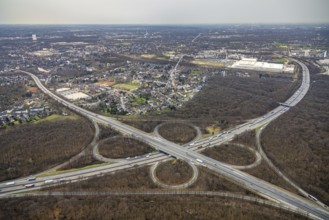 Aerial view, motorway junction Oberhausen, A2 and A3, Alsfeld, Oberhausen, Ruhr area, North