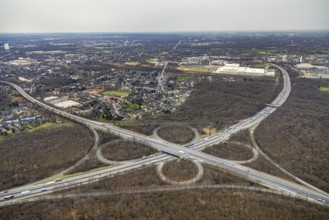 Aerial view, motorway junction Oberhausen, A2 and A3, Alsfeld, Oberhausen, Ruhr area, North