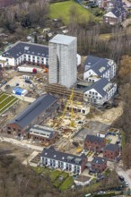 Aerial view, construction site, new development area, residential buildings Am Schacht IV, Kursana