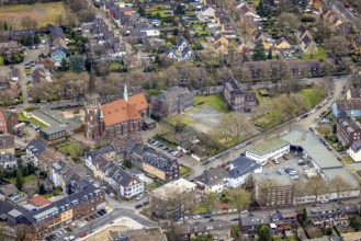 Aerial view, St. Antonius Church, catholic kindergarten St. Antonius, Schillerschule,