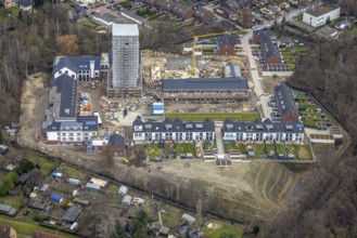 Aerial view, construction site, new development area, residential buildings Am Schacht IV, Kursana