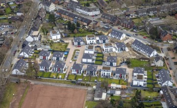 Aerial view, housing estate Schwarze-Heide-Weg, Biefangstraße, Buschhausen, Oberhausen, Ruhr area,