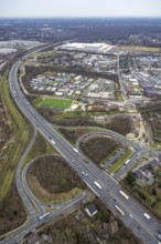 Aerial view, business park Im Erlengrund, Edeka central warehouse, Basamentwerke Böcke GmbH,