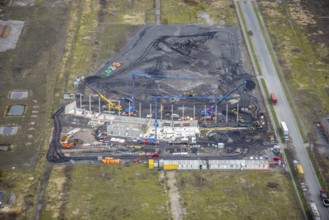 Aerial view, construction site on the CentrO site, Brammenring, Borbeck, Oberhausen, Ruhr area,
