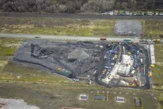Aerial view, construction site on the CentrO site, Brammenring, Borbeck, Oberhausen, Ruhr area,
