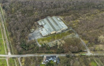 Aerial view, Newag Maschinenbau im Wald, Borbeck, Oberhausen, Ruhr area, North Rhine-Westphalia,