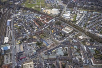 Aerial view, city centre view, market place Osterfeld, garden dome, AMEOS PflegeZentrum