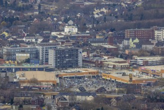 Aerial view, shopping centre Sterkrader Tor, technical town hall, Sterkrade Mitte, Oberhausen, Ruhr
