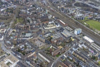 Aerial view, City centre view, Market place Osterfeld, St. Pankratius Church, Catholic Clinics