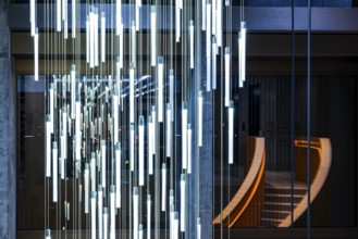 Hanging Illuminated Roof Led Lamp and a Modern Staircase in Switzerland