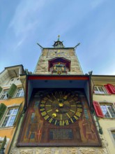 The Zeitglockenturm Clock Tower and Colorful House Facades on the Market Square in the Heart of the