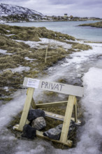 Norway tromsö snow mountains sea sign private
