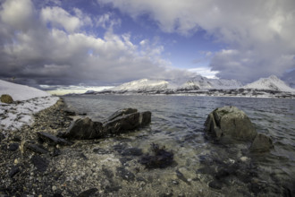 Norway tromsö snow mountains sea