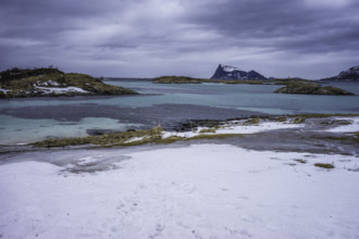 Norway tromsö snow mountains sea turquoise