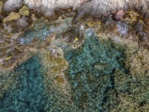 Aerial view, rocky coast, Corsica, France