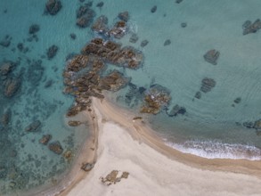 Aerial view, rocky coast, Corsica, France