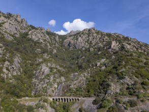 Viaduct, railway bridge, Vivario, Corsica, France