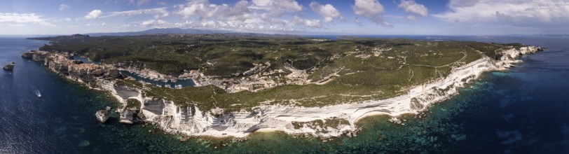 Panorama of the cliffs near Bonifacio, Bonifacio, Corsica, France