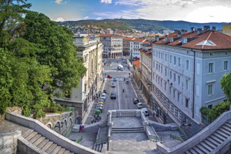 Via Silvio Pellica, view from the Scala dei Giganti of Trieste, Friuli-Venezia Giulia, Italy