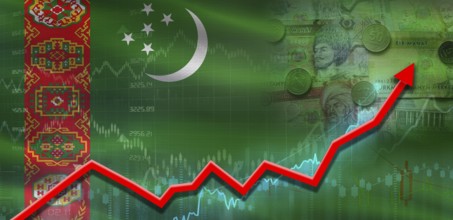 Turkmenistan financial growth on market graph. Turkmenistan economic growth on financial graph