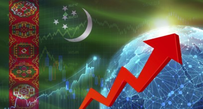 Global financial growth with Turkmenistan flag. Financial growth with Turkmenistan flag on economic