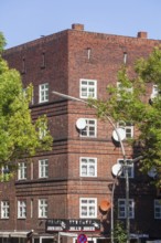 Old brick residential building, Veddel, Hamburg, Germany