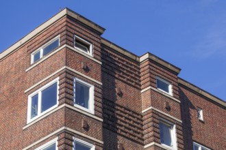 Old brick residential building, Veddel, Hamburg, Germany
