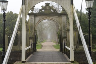 Drawbridge to Nienoord Castle in Leek, Groningen, Netherlands