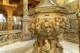 Baptismal font in St Mary's Cathedral in Erfurt, Thuringia, Germany