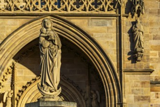 Madonna in front of St Mary's Cathedral in Erfurt, Thuringia, Germany
