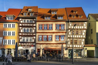 Half-timbered houses on the cathedral square in Erfurt, Thuringia, Germany
