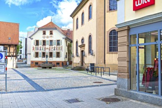 Town Hall Square, Rathausplatz in Bad Kissingen, Bavaria, Germany
