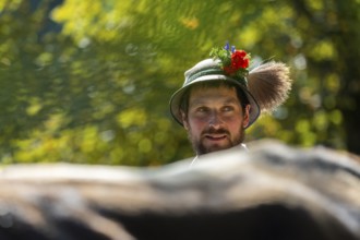 Cattle drive, herdsman, portrait, felt hat, chamois beard, traditional traditional costume,