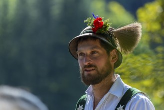 Cattle drive, herdsman, portrait, felt hat, chamois beard, traditional traditional costume,