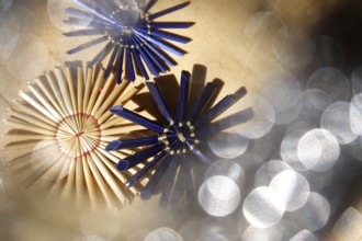 Homemade straw stars, beautiful bokeh, Christmas time, Germany