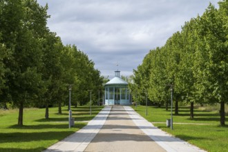 Monopteros columned temple, spa gardens, Bad Staffelstein, Upper Franconia, Franconia, Bavaria,